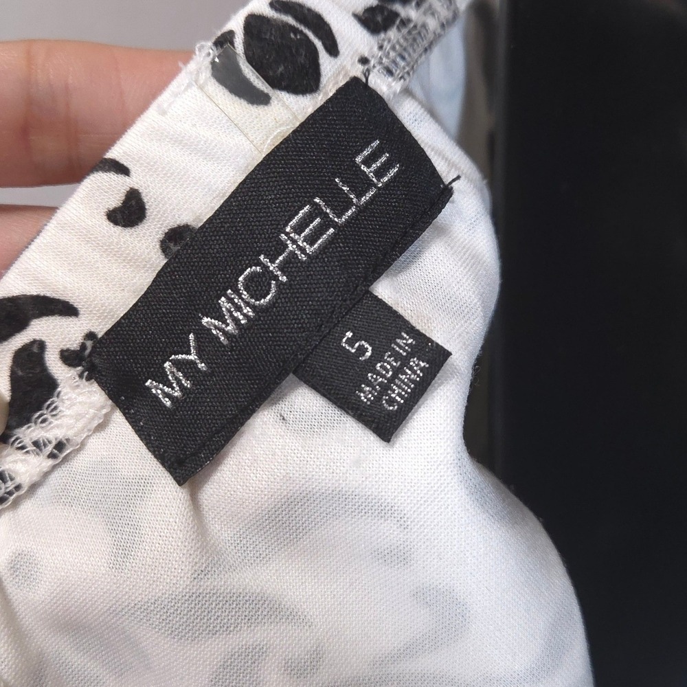 Damask Halter Keyhole Fit Flare Mini Dress Sz 5 Whimsigoth Coquette Black White - Picture 7 of 13